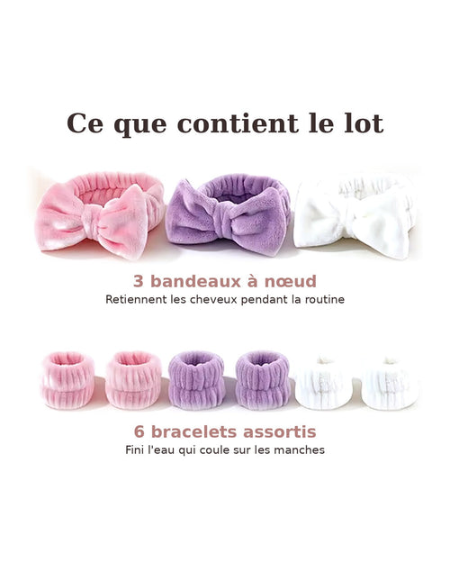 Contenu du lot : 3 bandeaux à nœud et 6 bracelets assortis