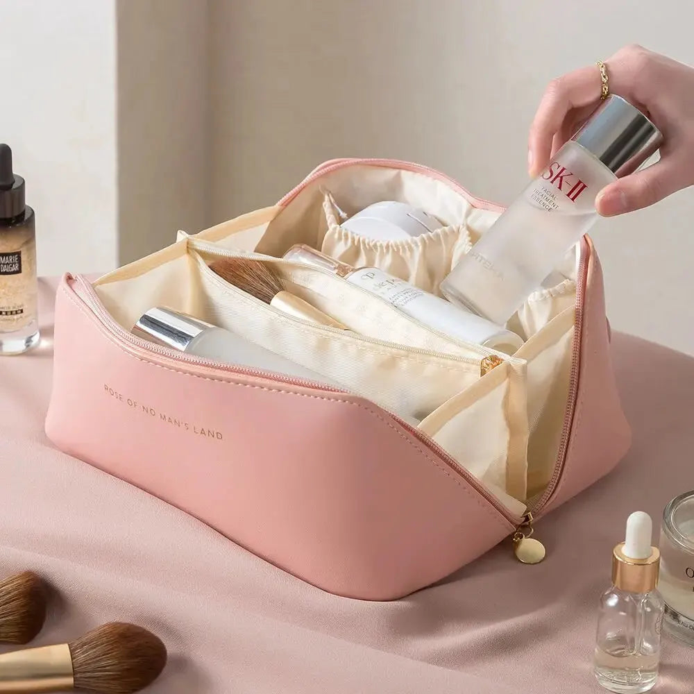 Trousse de Maquillage Élégante en Simili Cuir