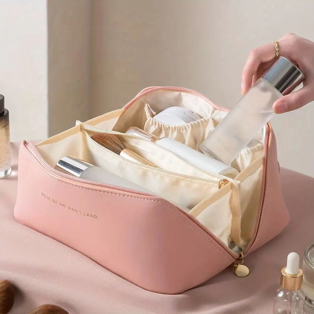 Trousse de Maquillage Élégante en Simili Cuir