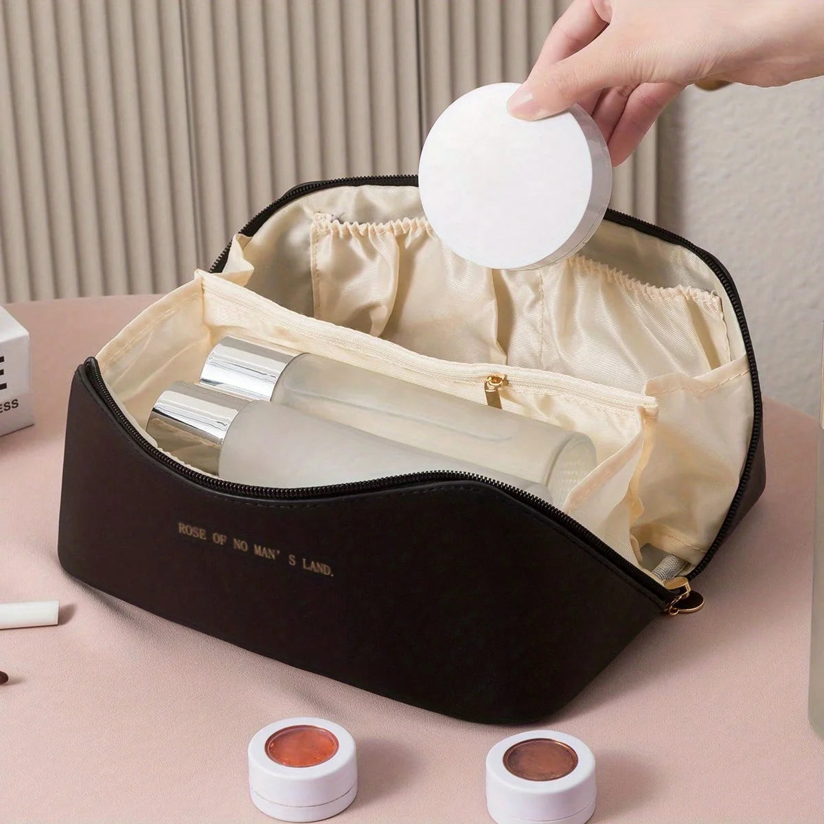 Trousse de Maquillage Élégante en Simili Cuir
